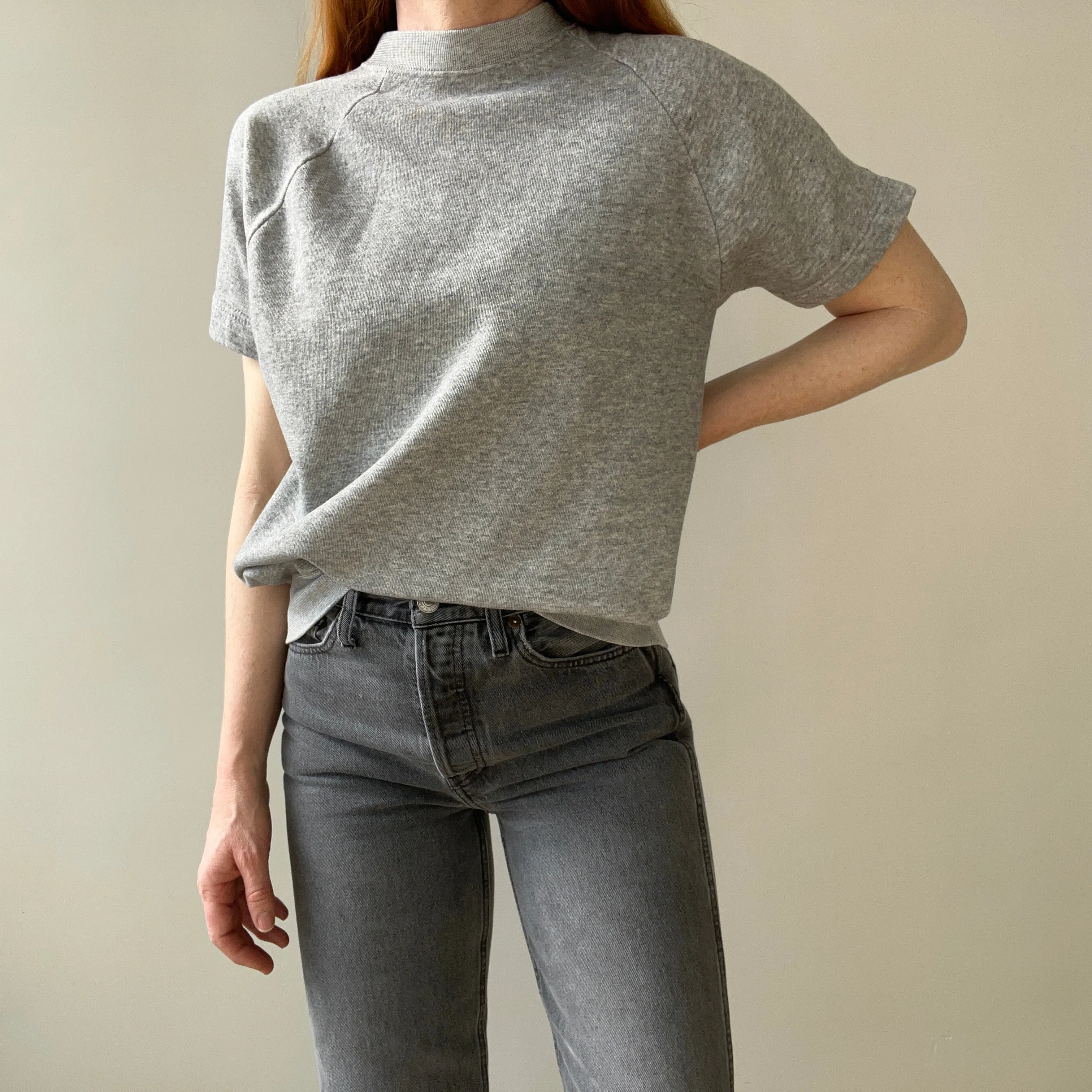 1980s Gray Short Sleeve Warm Up