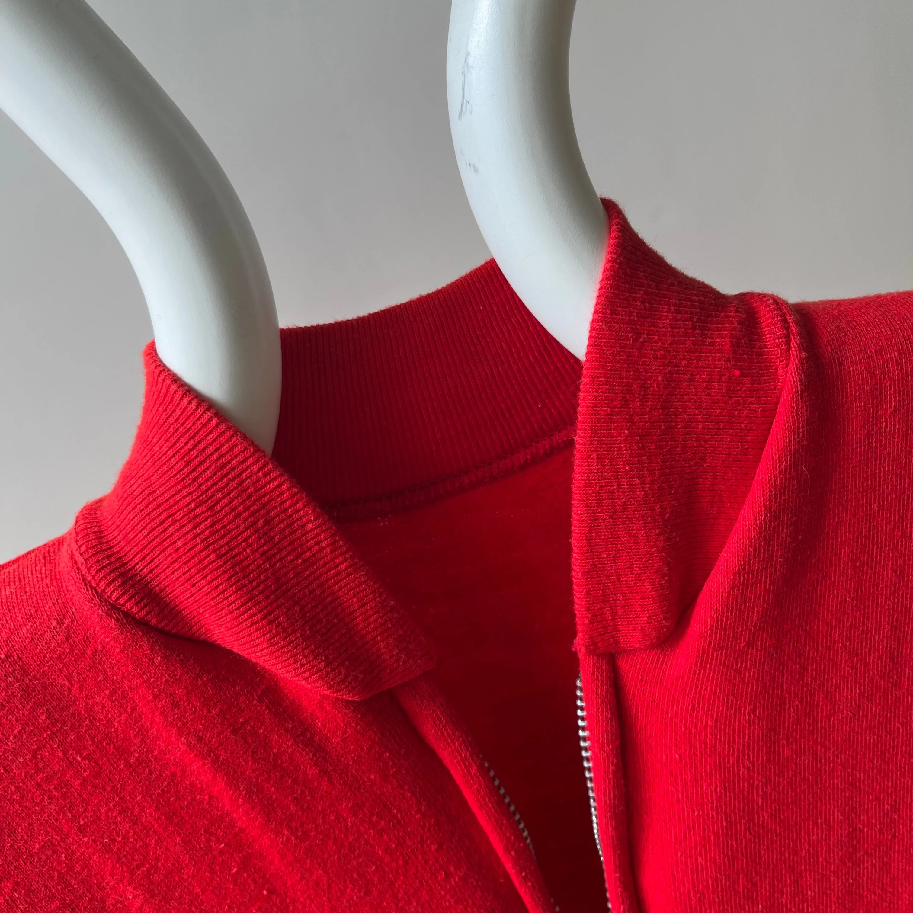 1980s Lipstick Red Zip Up Sweatshirt Vest