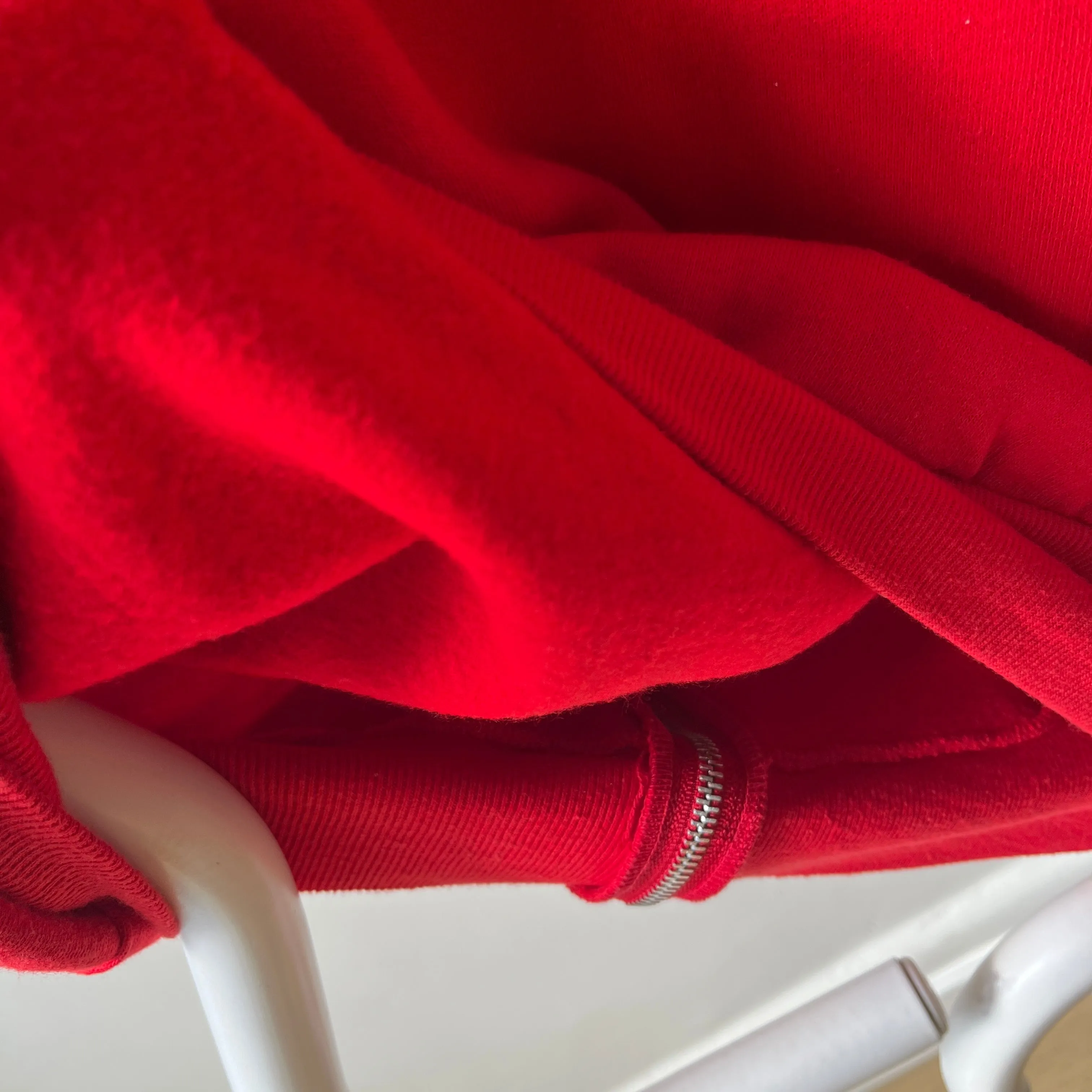 1980s Lipstick Red Zip Up Sweatshirt Vest