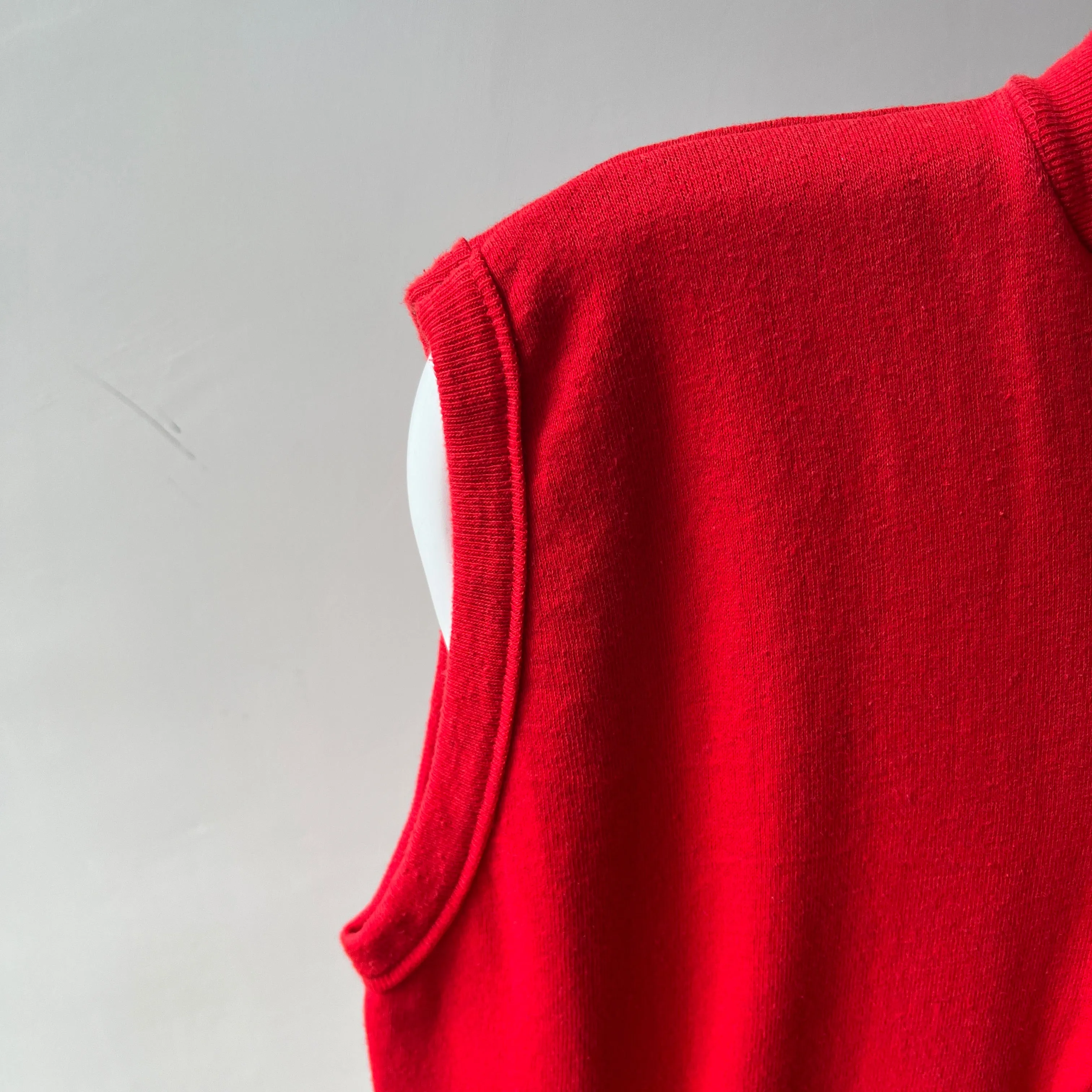 1980s Lipstick Red Zip Up Sweatshirt Vest