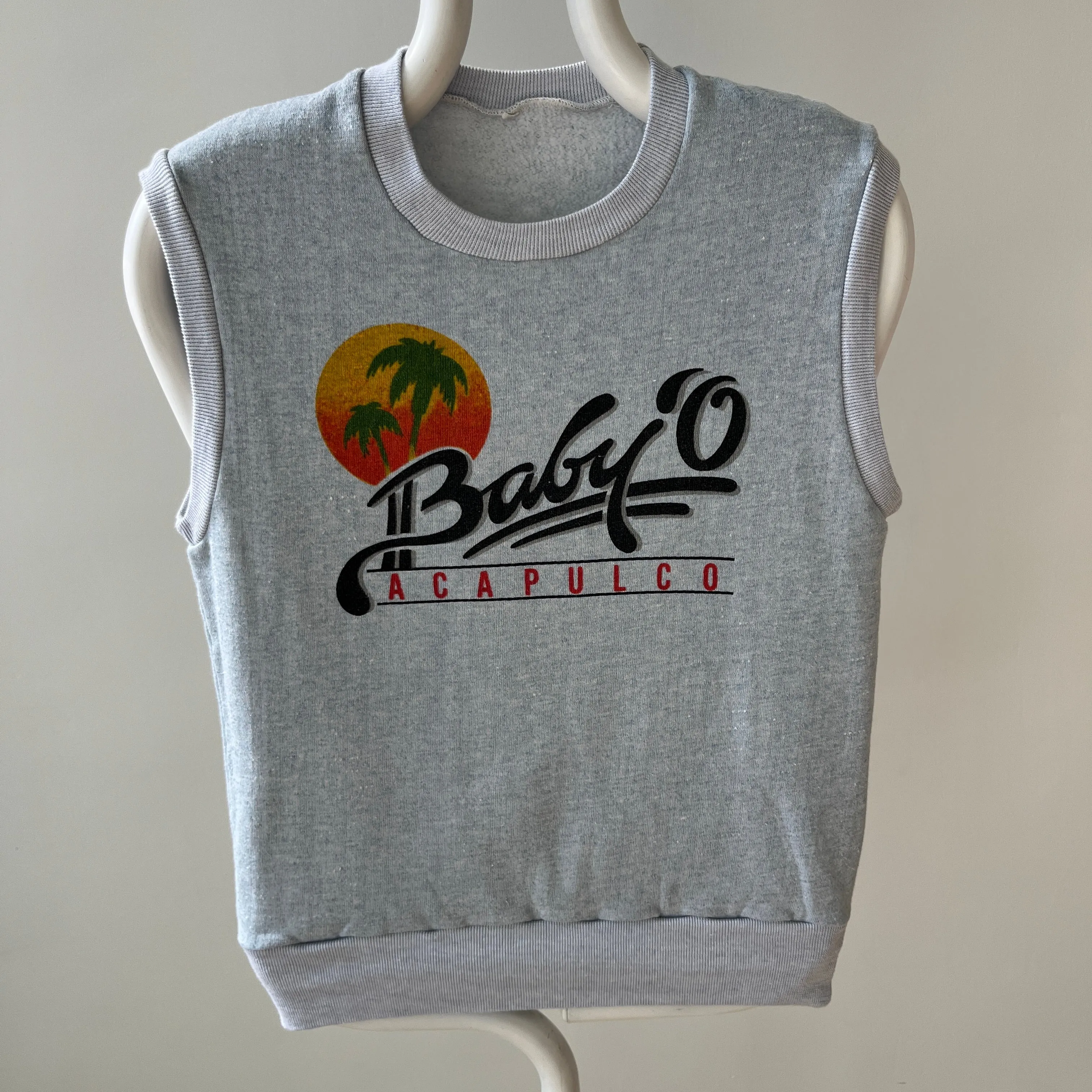 1980s "Baby'O Acapulco Front and Back Warm Up Sweatshirt Vest - Great Shape