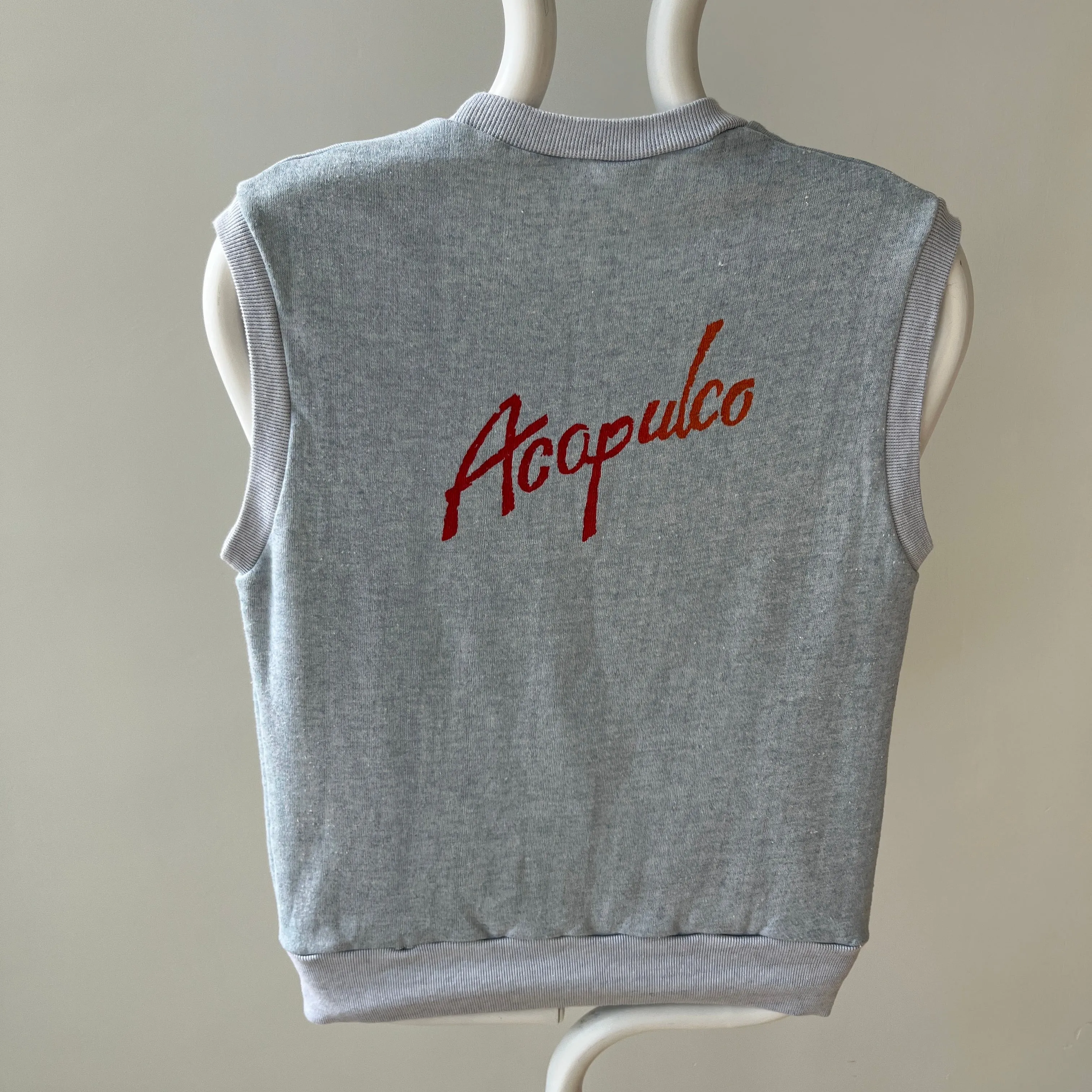 1980s "Baby'O Acapulco Front and Back Warm Up Sweatshirt Vest - Great Shape