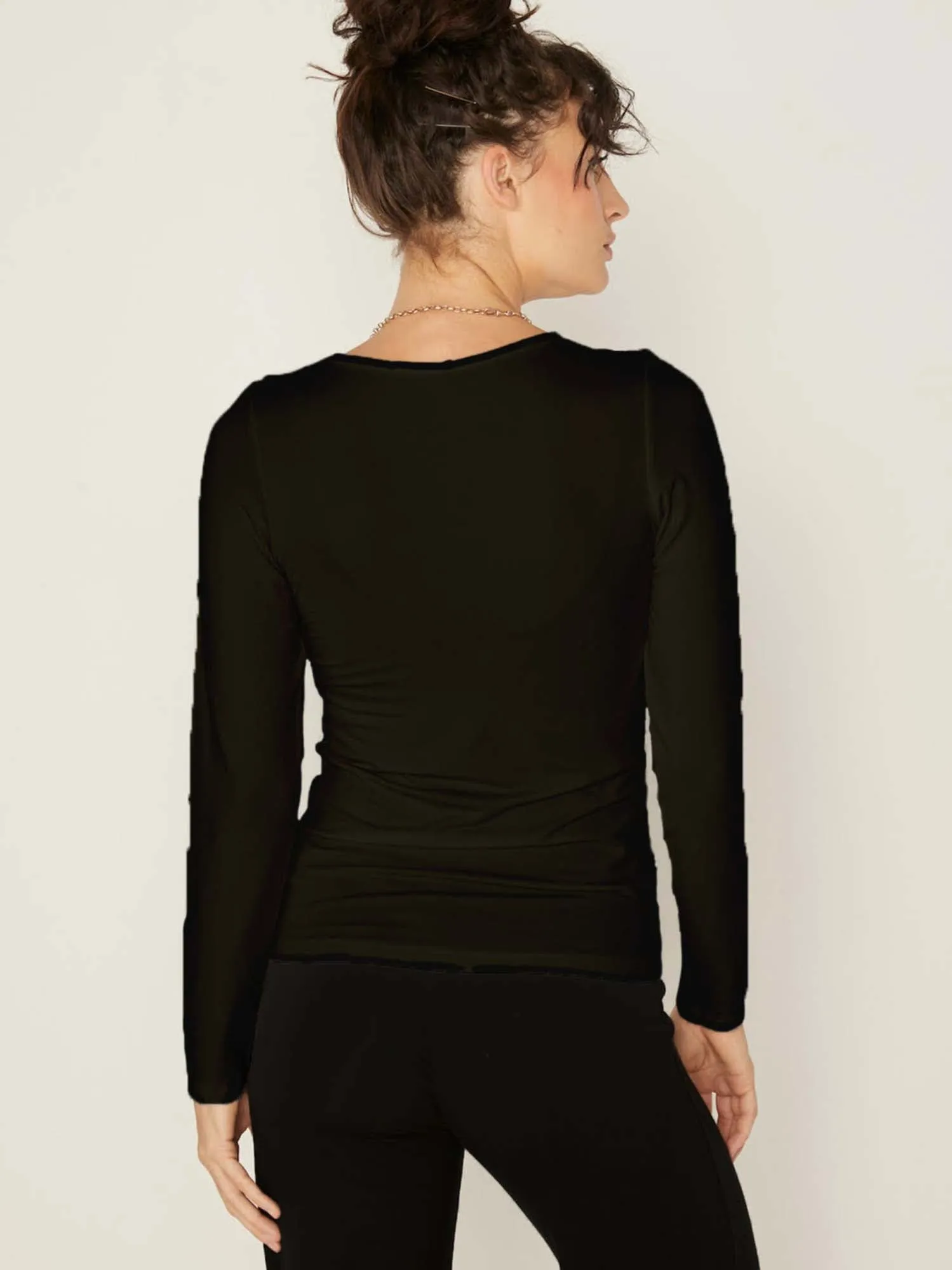 Bamboo Crew Neck L/S Tee - Black