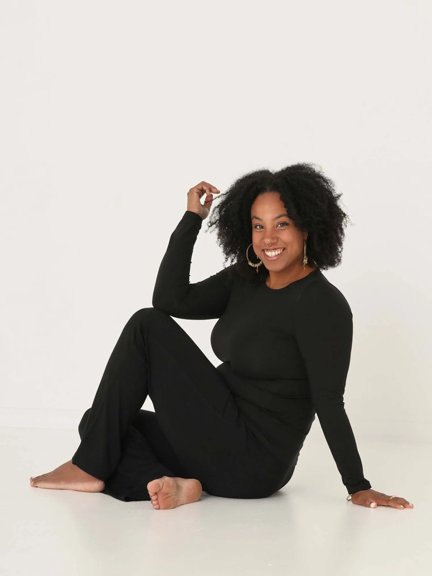 Bamboo Crew Neck L/S Tee - Black