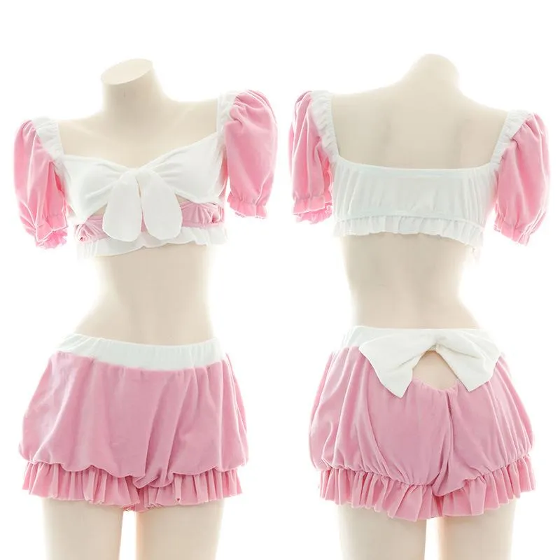 Big Bow Pink Cute Pajama Cosplay Costume