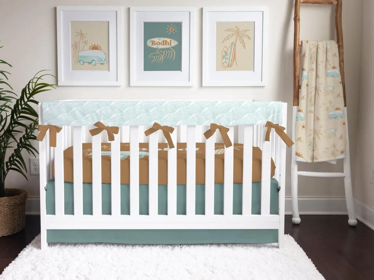 Boho Surfer Solid Dusty Teal Crib Skirt