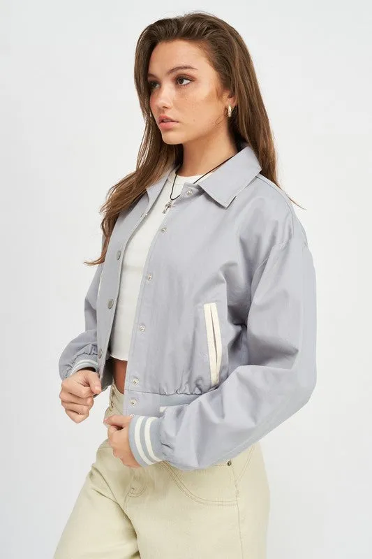 Classic Causal Stylish Fashion Outwear Collared Bomber Jacket