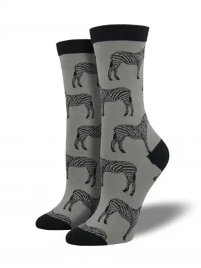 Grey Zebra Bamboo Socks (Women's)