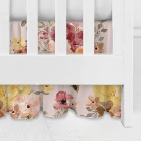 Highland Cow Wildflower Gathered Crib Skirt