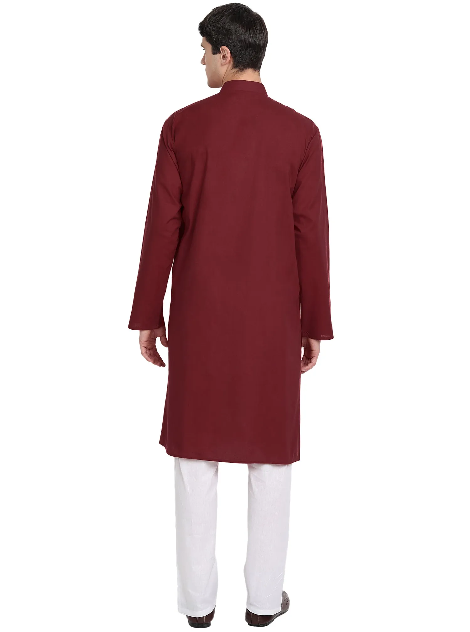 Kurta Pajama Set For Men Embroide Cotton Wedding Party Dress Red