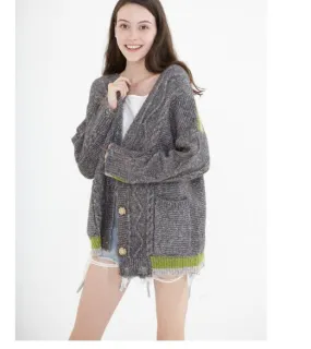 loose cardigan Short Style Women Tops Woolen Knit Sweater