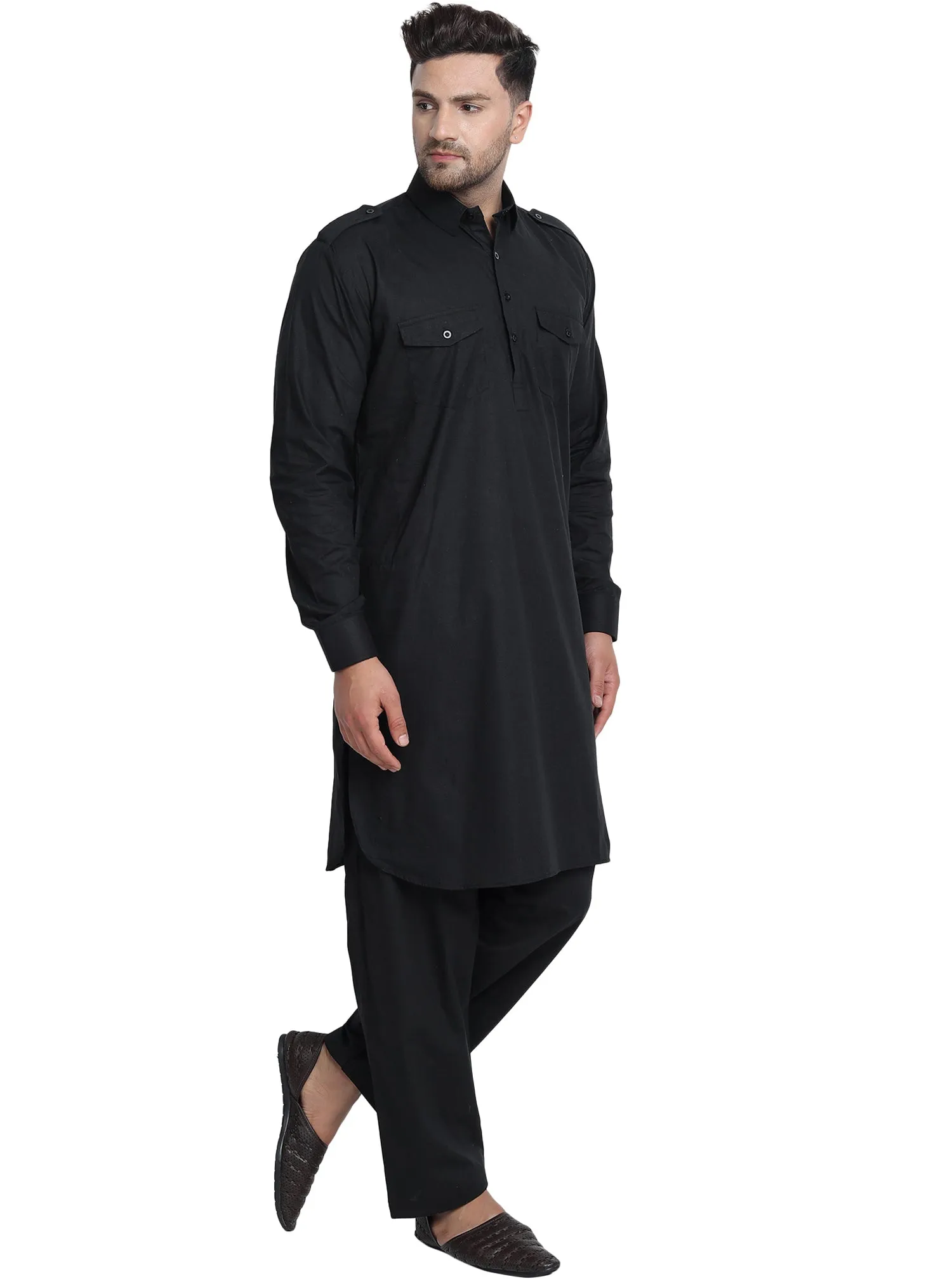 Men Cotton Pathani Kurta Pajama Set Indian Summer Dress Set
