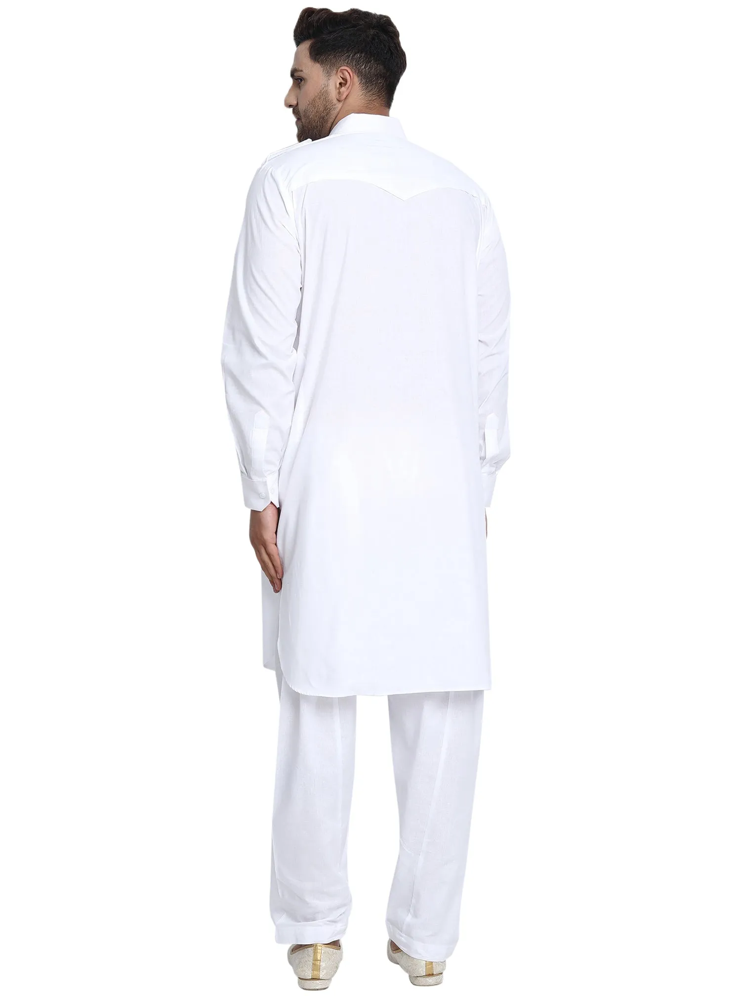 Men Cotton Pathani Kurta Pajama Set Indian Summer Dress Set