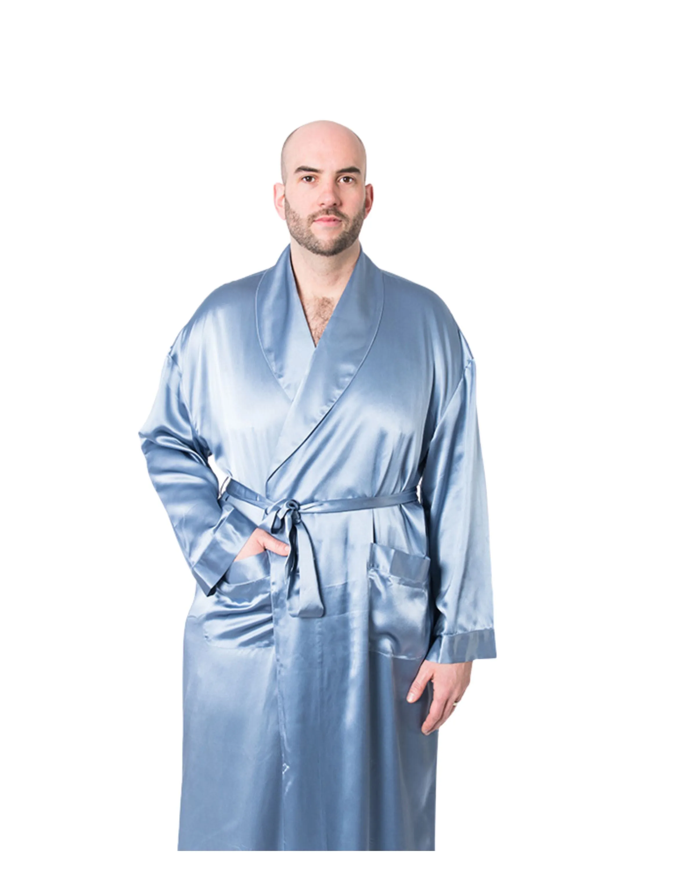 Men's Mulberry Silk Robe Twilight Blue