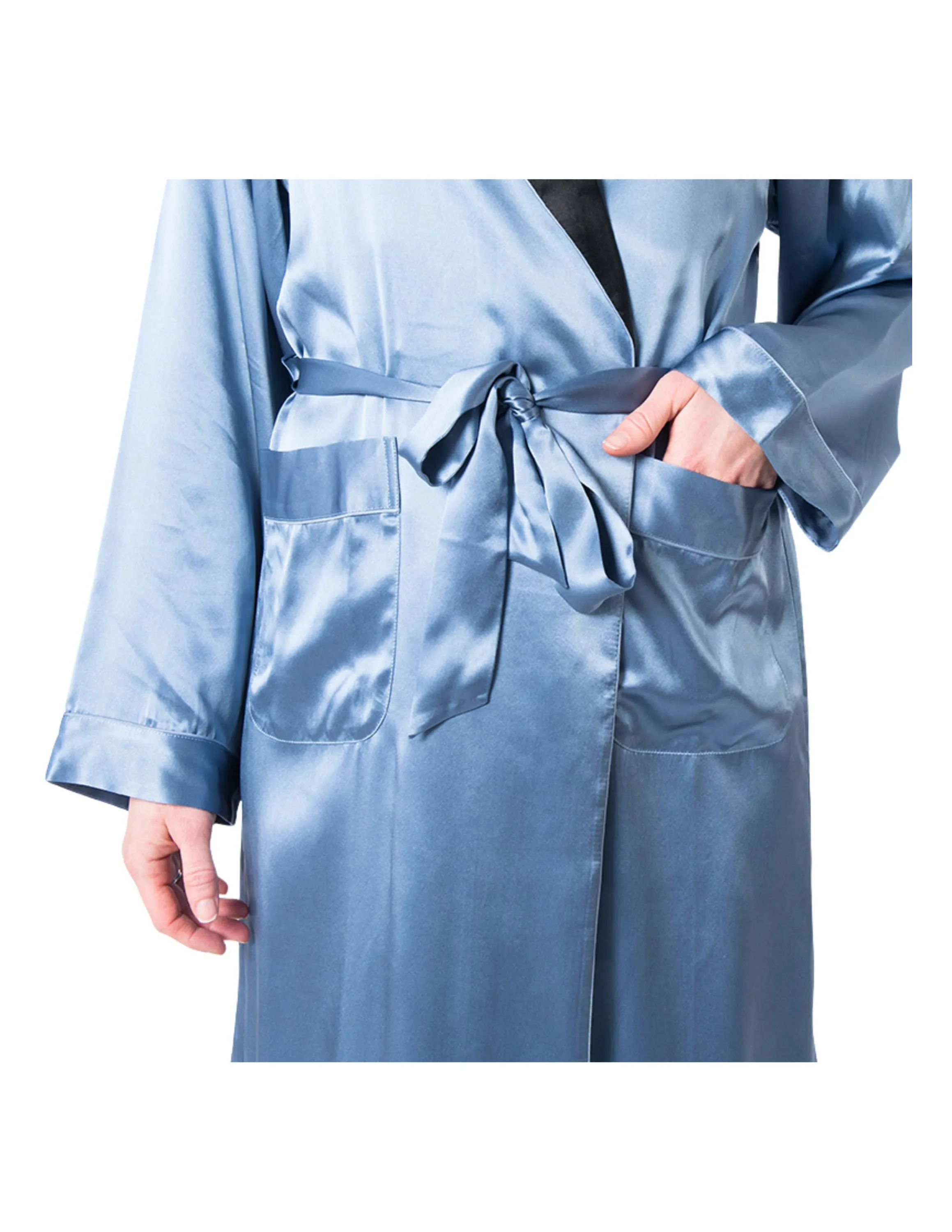 Men's Mulberry Silk Robe Twilight Blue