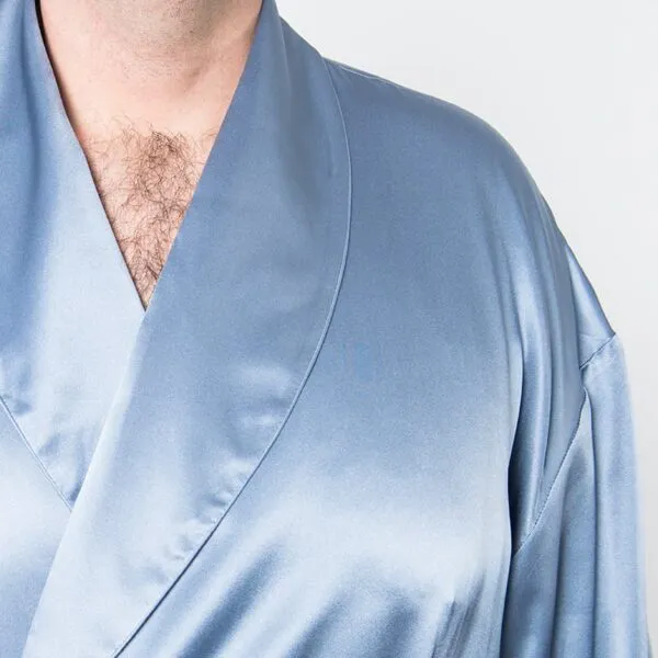 Men's Mulberry Silk Robe Twilight Blue