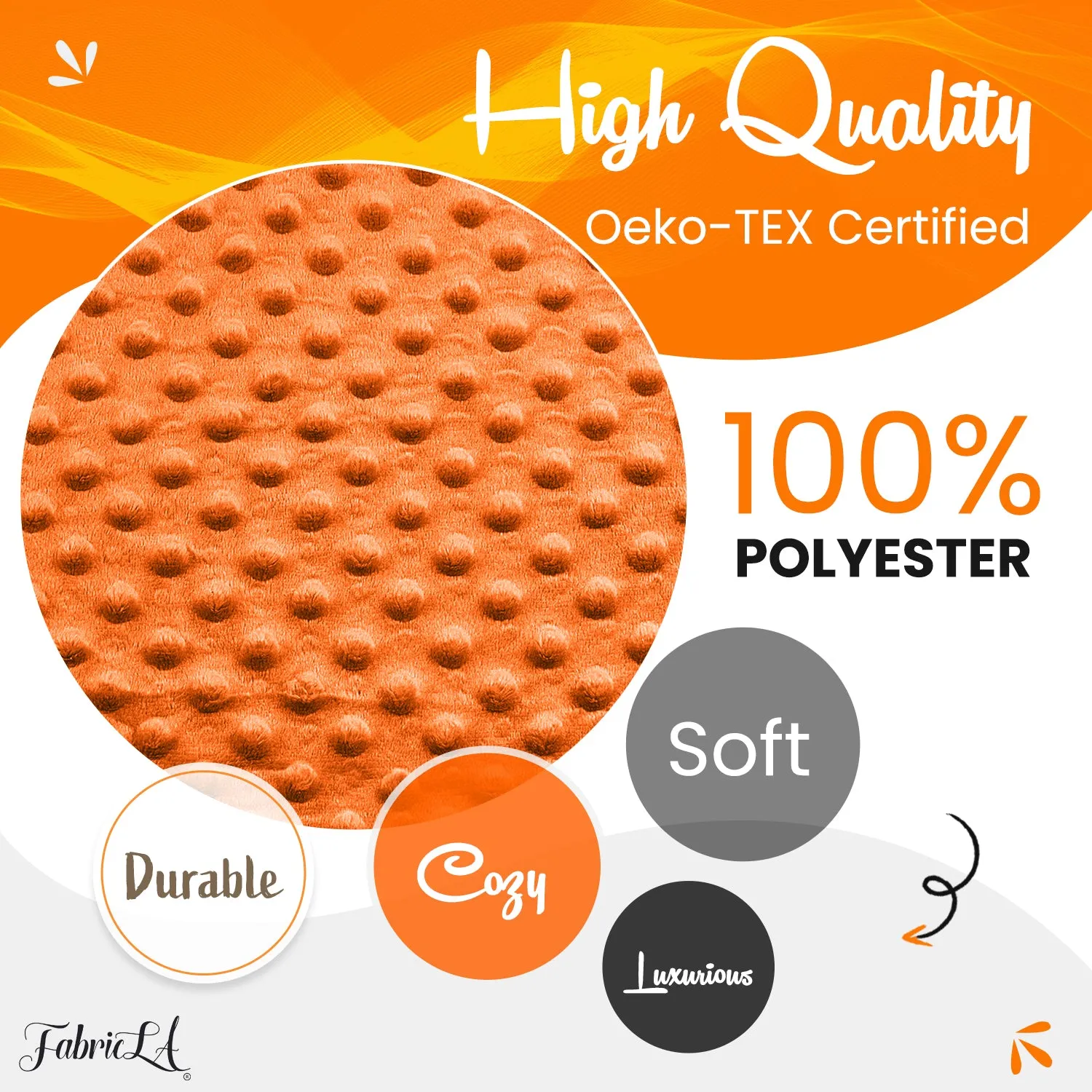 Orange Minky Fabric by the Yard | Oeko-TEX Certified Plush | 60" Wide for Baby Blankets & More