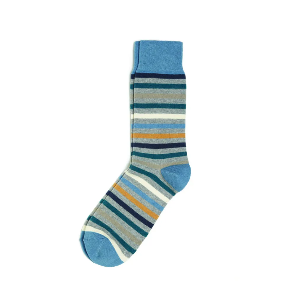PACT All Over Blue Stripe Crew Socks