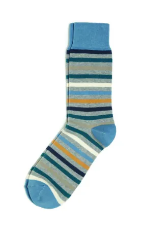 PACT All Over Blue Stripe Crew Socks