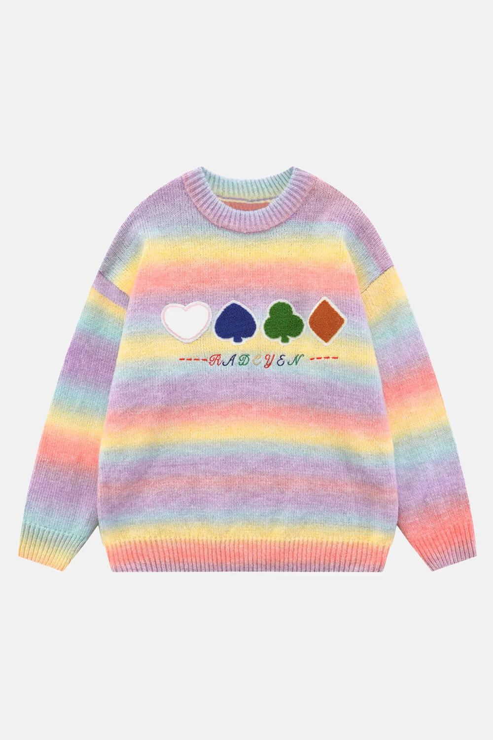 Pastel Color Rainbow Gradient Cute Poker Sweater