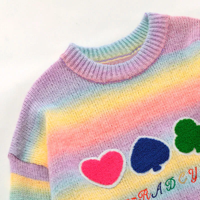 Pastel Color Rainbow Gradient Cute Poker Sweater