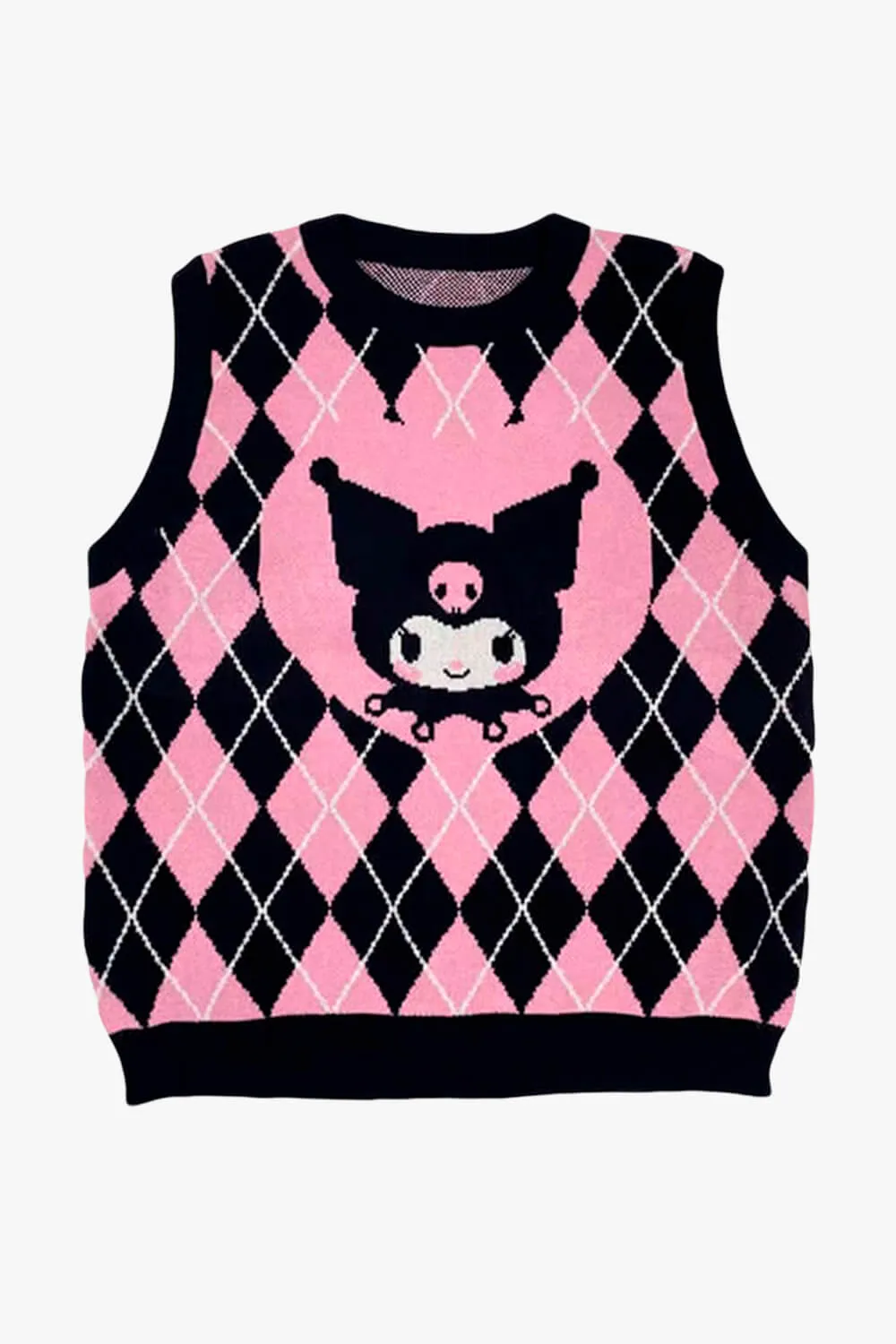 Pink Kuromi Aesthetic Vest Diamond Checkered