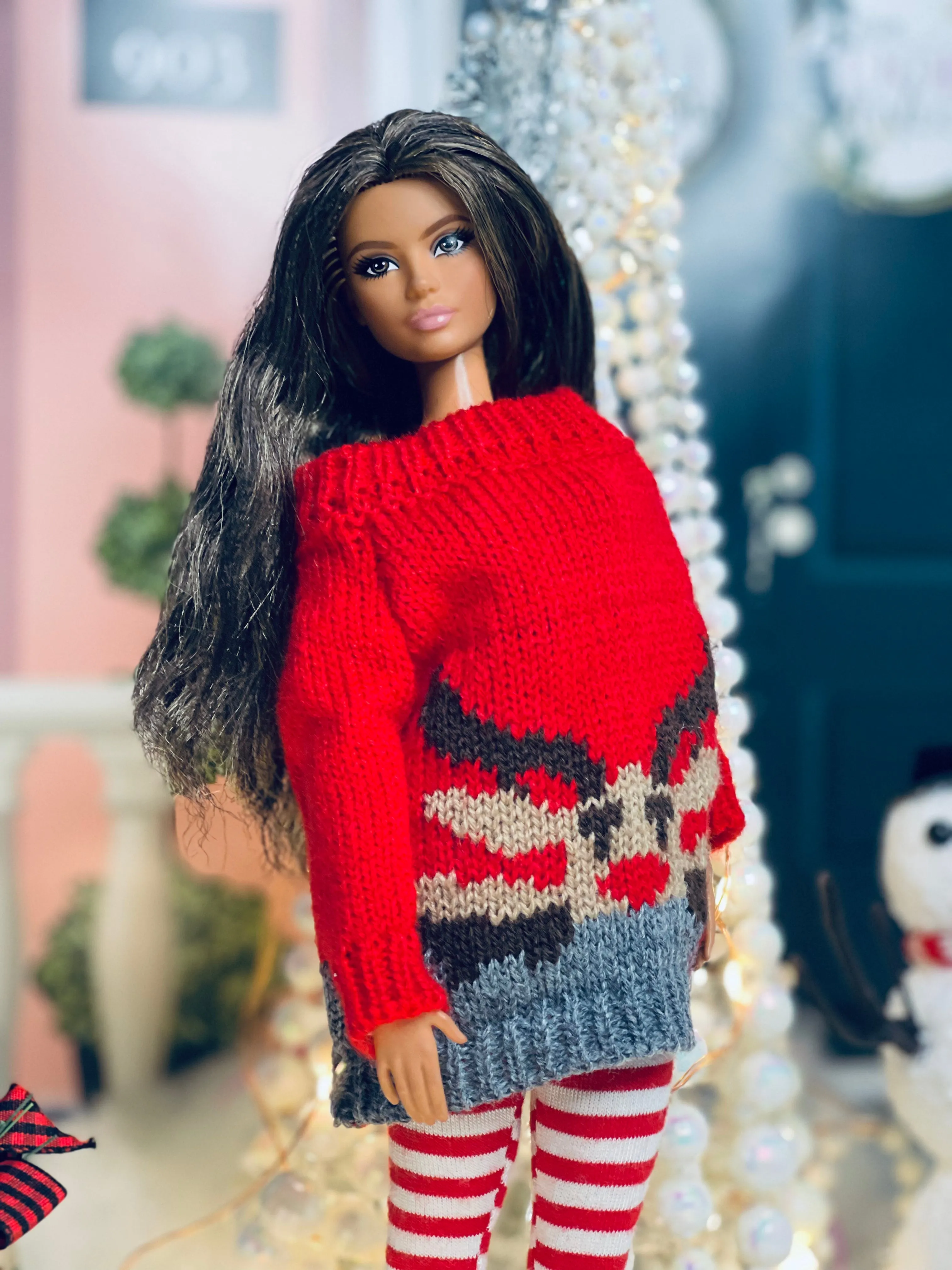Reindeer ugly Christmas sweater for fashion dolls