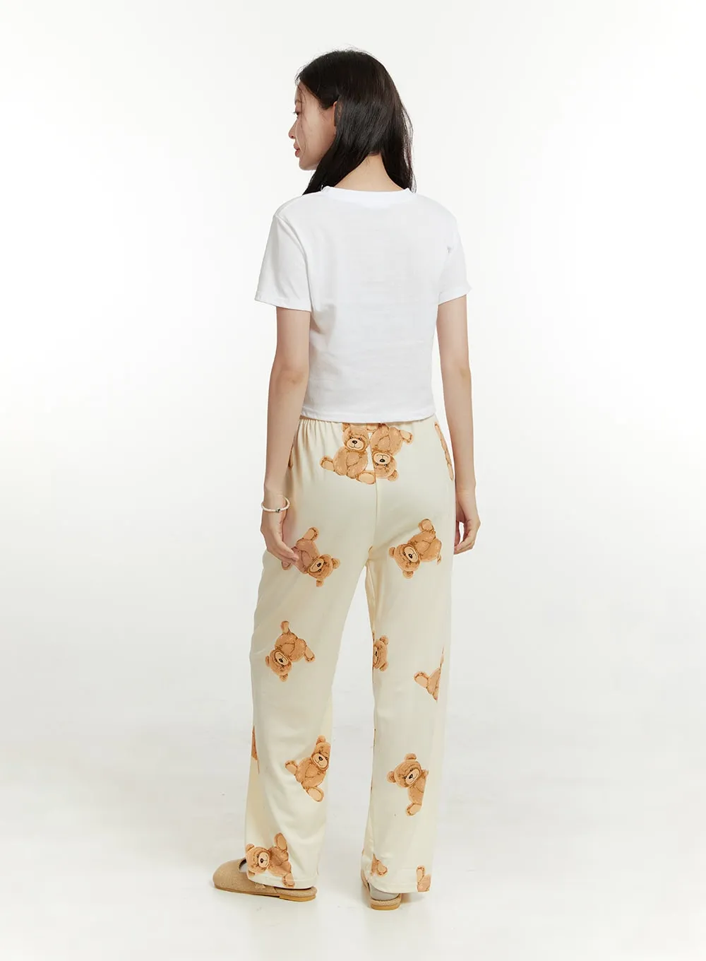 Teddy Print Pajama Pants OU414