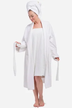 Women's Five Star Spa Package - Terry Cloth Robe, Body Wrap and Hair Towel - OUTLET - FINAL SALE