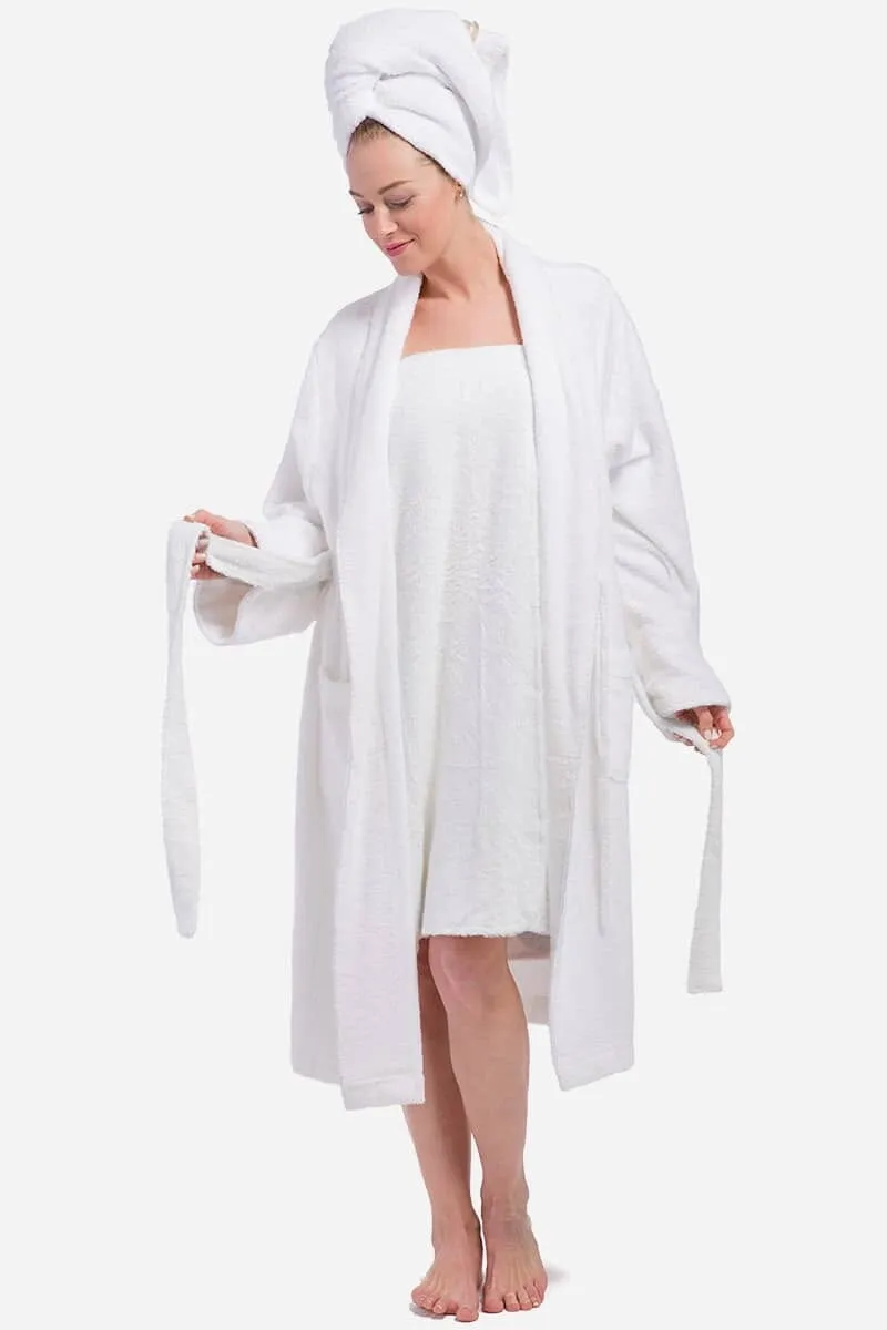 Women's Five Star Spa Package - Terry Cloth Robe, Body Wrap and Hair Towel - OUTLET - FINAL SALE