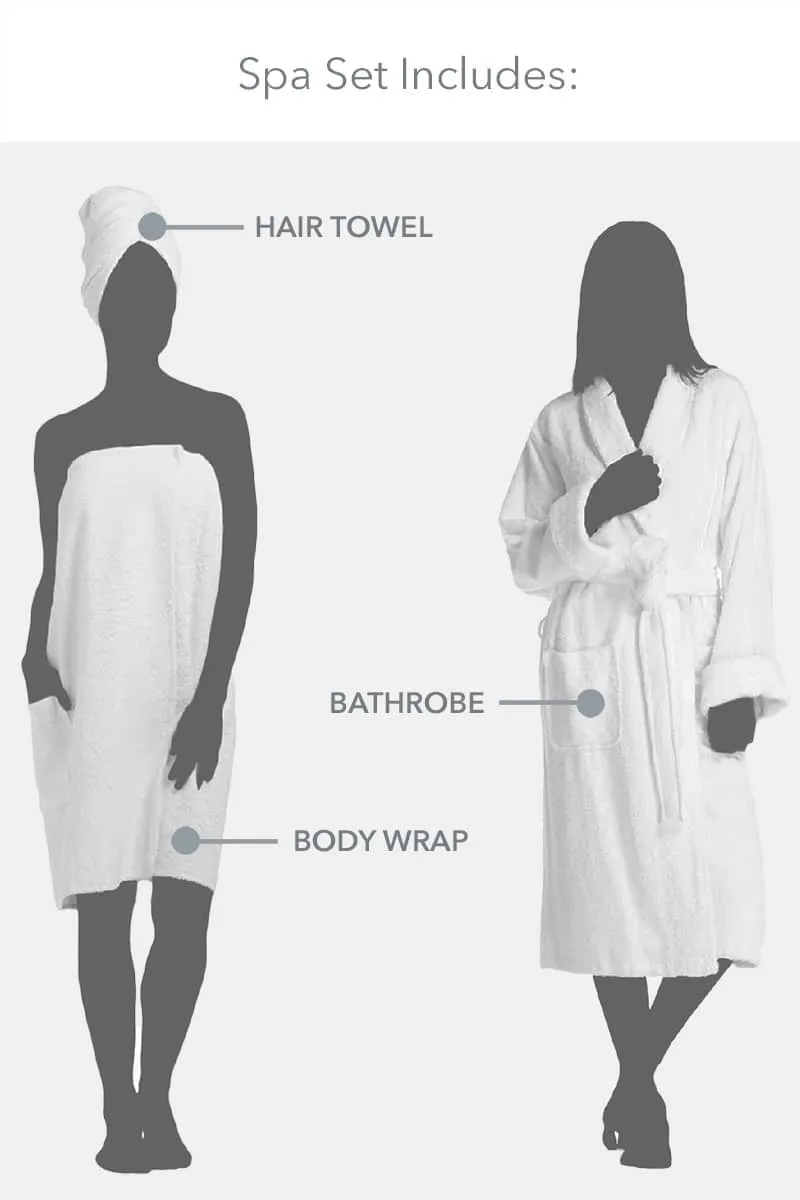 Women's Five Star Spa Package - Terry Cloth Robe, Body Wrap and Hair Towel - OUTLET - FINAL SALE