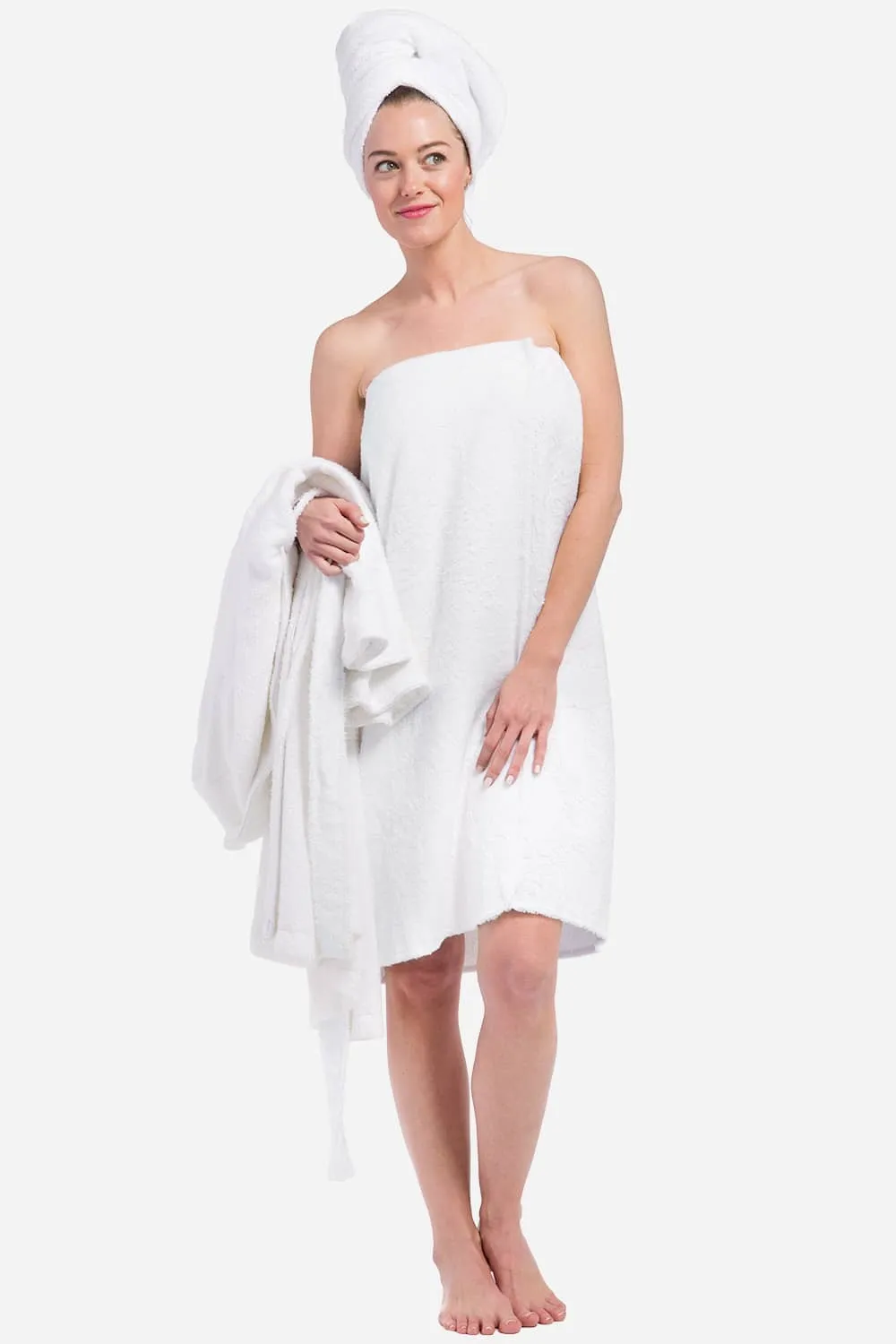 Women's Five Star Spa Package - Terry Cloth Robe, Body Wrap and Hair Towel - OUTLET - FINAL SALE