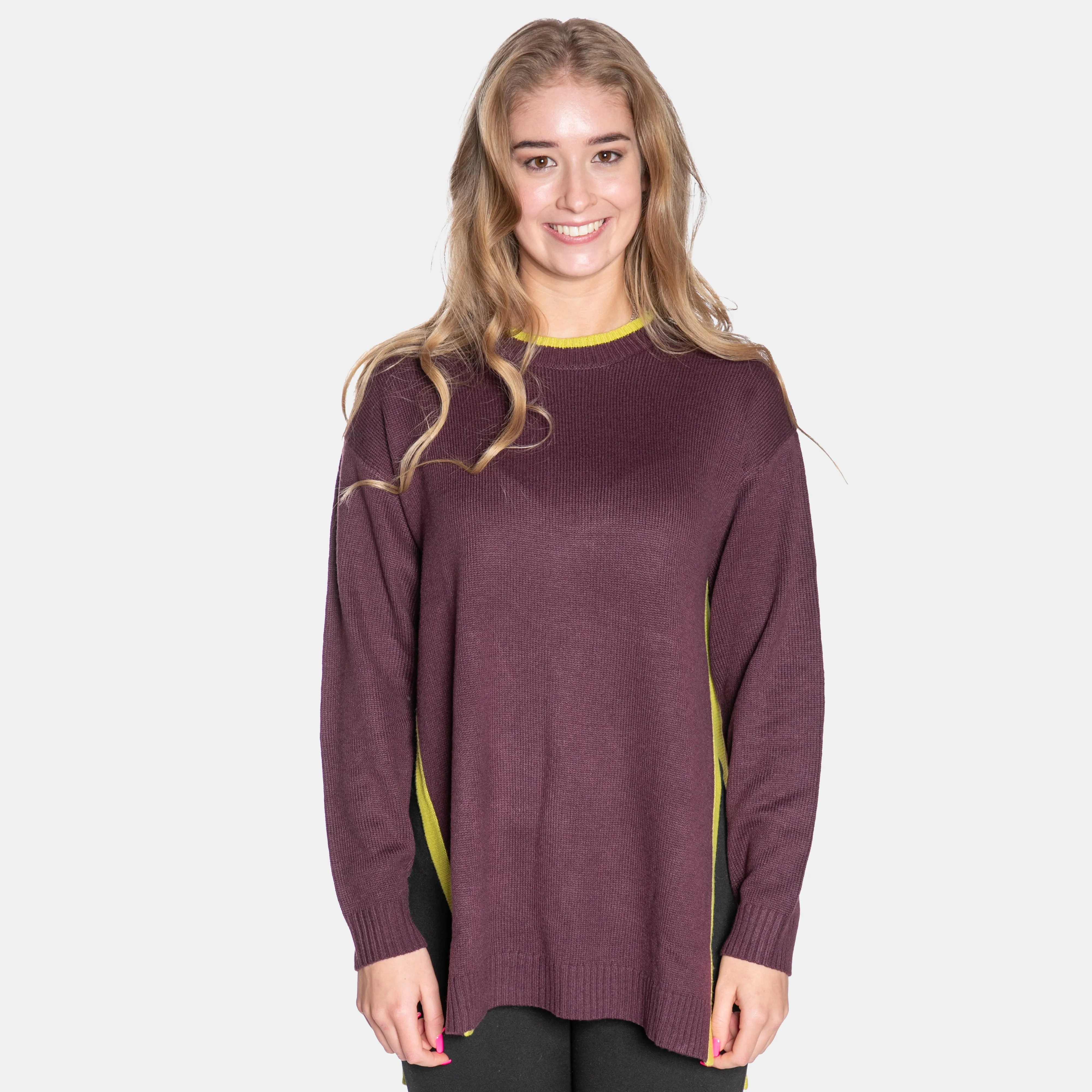 Women's Ribbed Crew Neck Contrast Colour Detail Fonda Jersey