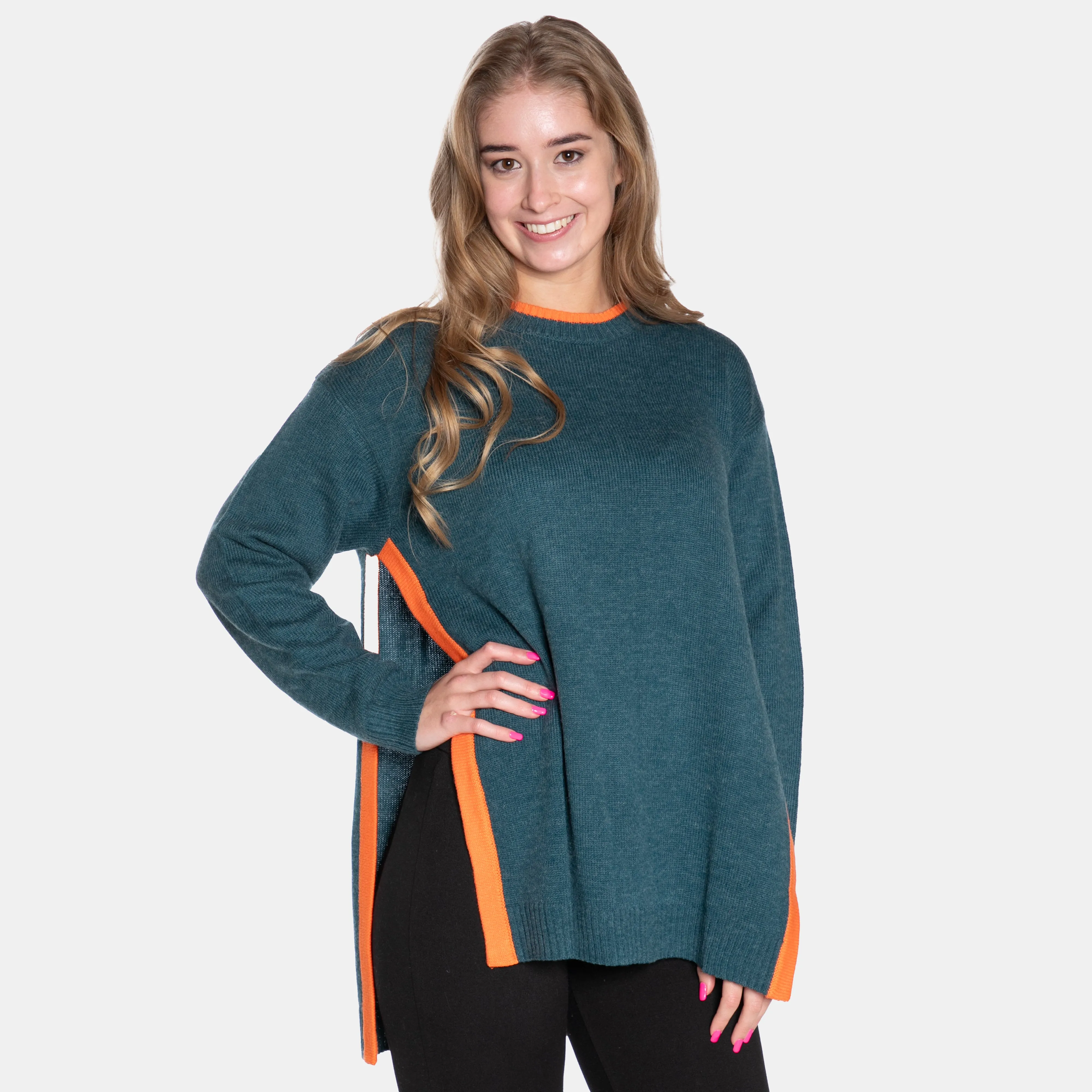 Women's Ribbed Crew Neck Contrast Colour Detail Fonda Jersey