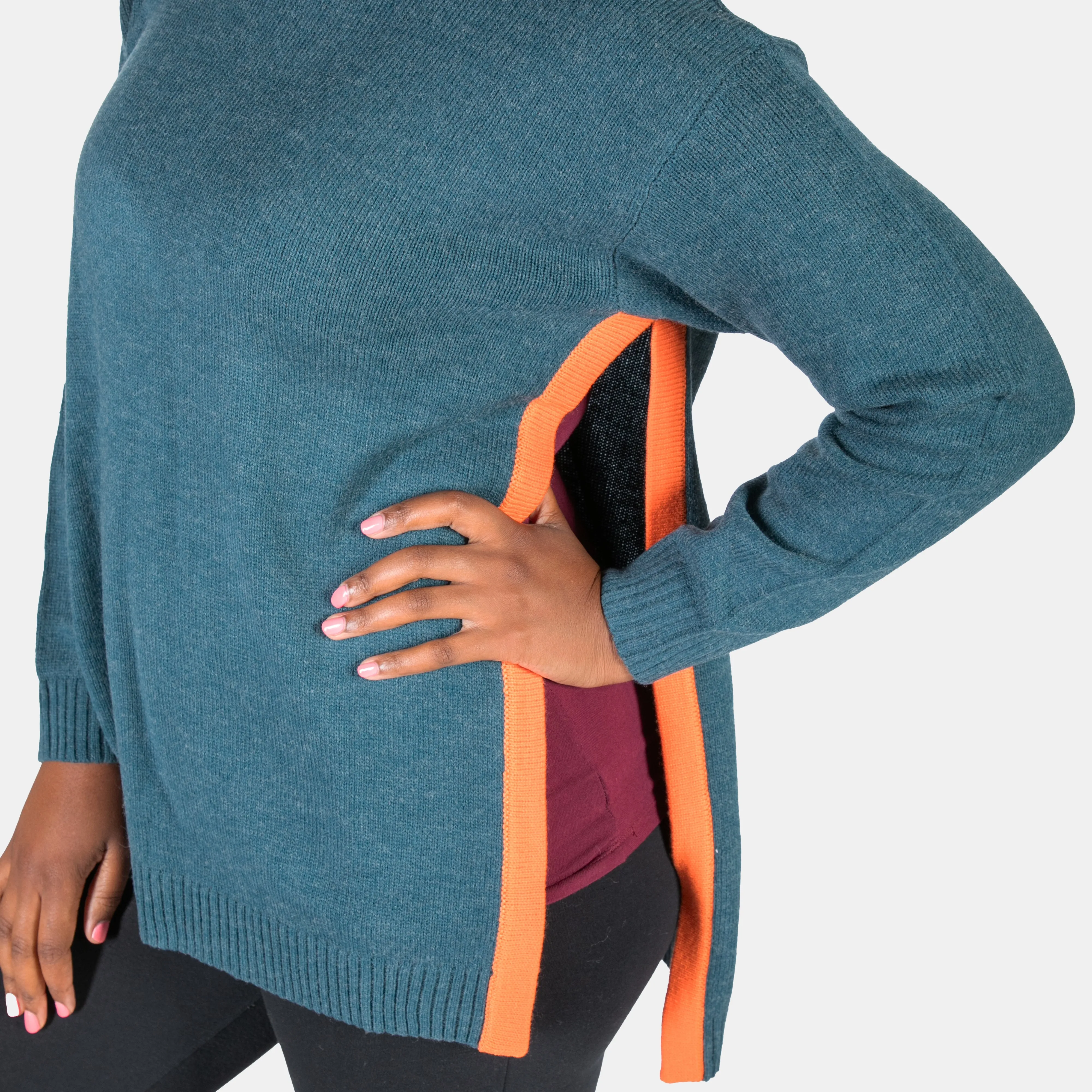 Women's Ribbed Crew Neck Contrast Colour Detail Fonda Jersey